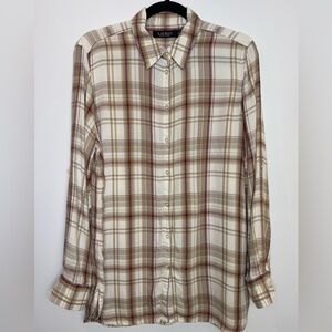 RALPH LAUREN Black Label Women’s Soft Plaid Button-up long sleeve Shirt Size M